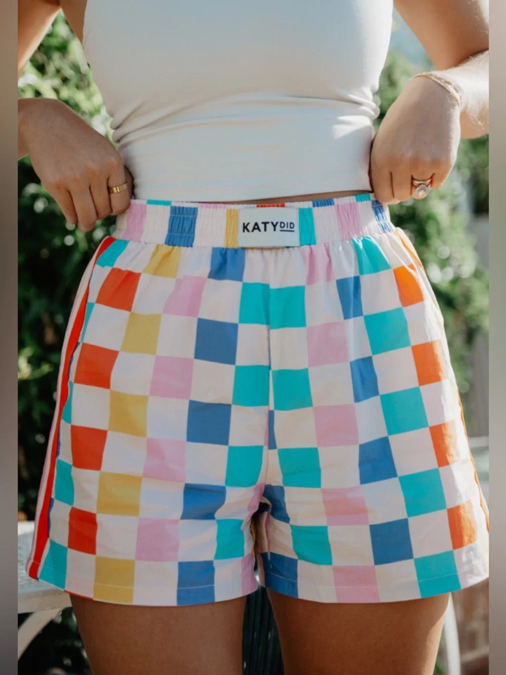 Katydid Women’s Checkered Boxer Style Cotton Shorts size M - Picture 1 of 8